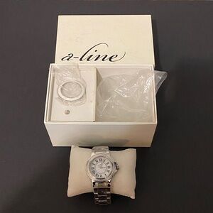 a-line Marina Women's Silver Stainless Steel Roman Numeral Watch